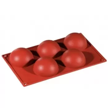 Pavoni FR018 Formaflex Silicone Mold - Hemisphere Half Sphere Silicone Mold ø 80 mm h 40 mm 5 indents - 175mm x 300mm Non-Sti...