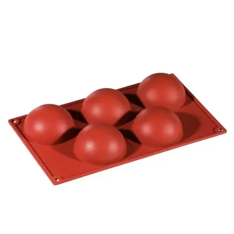 Pavoni FR018 Formaflex Silicone Mold - Hemisphere Half Sphere Silicone Mold ø 80 mm h 40 mm 5 indents - 175mm x 300mm Non-Sti...