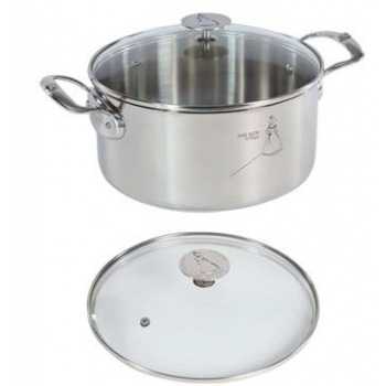 De Buyer 3427.24 De Buyer Stewpan Stainless Steel MILADY with glass lid ø 9'' - 5.7qt Milady Stainless Steel Cookware