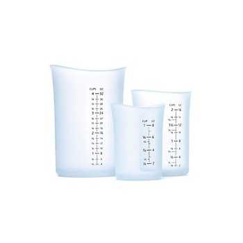 iSi B253 00 iSi Silicone Flexible Measuring Cup - Set of 3 (1 c., 2 c., 4 c.) Clear Measuring Cups and Spoons