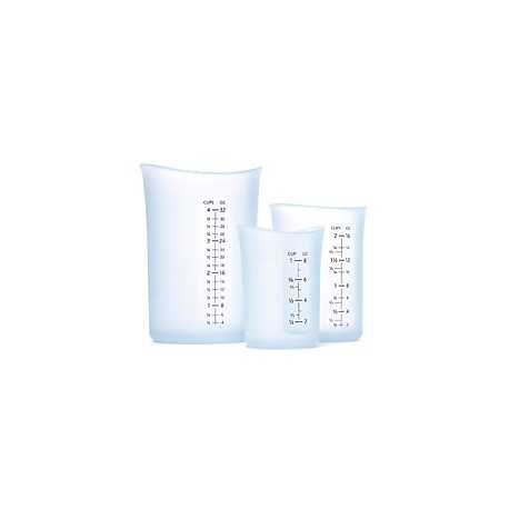 iSi B253 00 iSi Silicone Flexible Measuring Cup - Set of 3 (1 c., 2 c., 4 c.) Clear Measuring Cups and Spoons