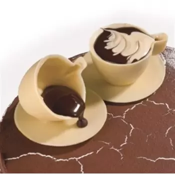 Martellato 380254 3 Cups Saucers Chocolate Polycarbonate Molds - 3 Cavity Chocolate Cups Molds