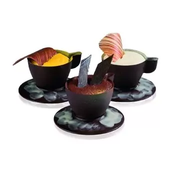 Martellato 380254 3 Cups Saucers Chocolate Polycarbonate Molds - 3 Cavity Chocolate Cups Molds