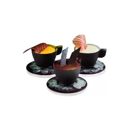 Martellato 380254 3 Cups Saucers Chocolate Polycarbonate Molds - 3 Cavity Chocolate Cups Molds