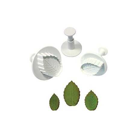 PME RL530 PME Rose Leaf Plungers Cutter 3pc Set - 25mm 30mm 40mm Fondant Cutters & Plungers