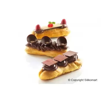 Silikomart SF161 Silikomart Nonstick Silicone Mold - Eclairs - SF161- 125mm x 28mm x 5mm H - 8 Cavity - 15mL Non-Stick Silico...