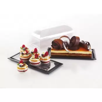 Pastry Chef's Boutique PS52503 - PS Plastic Slate Trays 11.5'' x 5.4'' x 0.4'' - 160pcs Plates and Trays