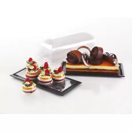 Pastry Chef's Boutique PS52503 - PS Plastic Slate Trays 11.5'' x 5.4'' x 0.4'' - 160pcs Plates and Trays