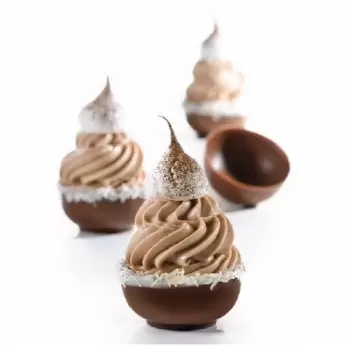 Martellato 20GU5001 Polycarbonate Mini Choco Fill Shell Cups Mold - 15 pcs - Ø40 h18,5 mm - 8 gr approx Chocolate Cups Molds