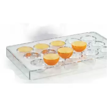 Martellato 20GU5001 Polycarbonate Mini Choco Fill Shell Cups Mold - 15 pcs - Ø40 h18,5 mm - 8 gr approx Chocolate Cups Molds