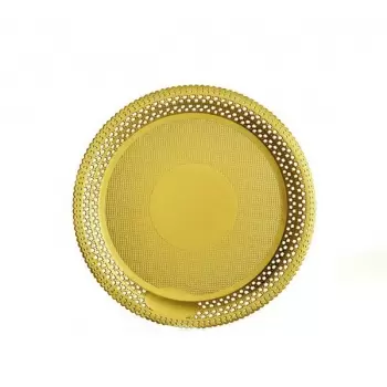 Novacart Apollo8b Apollo Gold Lace Doilies Round - 11 5/8'' Inside - 13 3/4'' Outside - 10 pcs Cake Boards