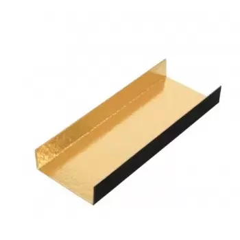 Pastry Chef's Boutique 683863 Monoportion Folding Boards Heavy Cardboard Gold / Black - Rectangular - 200 pcs - 130x45mm - 5'...