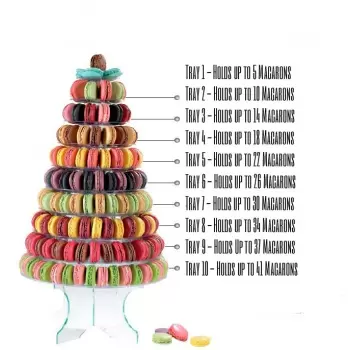 Pastry Chef's Boutique 12070 Clear Pyramid Display for Macarons - Holds up to 237 Macarons - Ht 46 cm - Ø base 33 cm. Macaron...