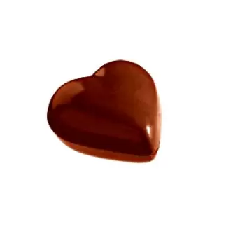 Chocolate World CW2383 Polycarbonate Glossy Heart Chocolate Mold - 33 x 33 x 11 mm - 7.5 gr - 4x6 Cavity - 275x135x24mm Valen...