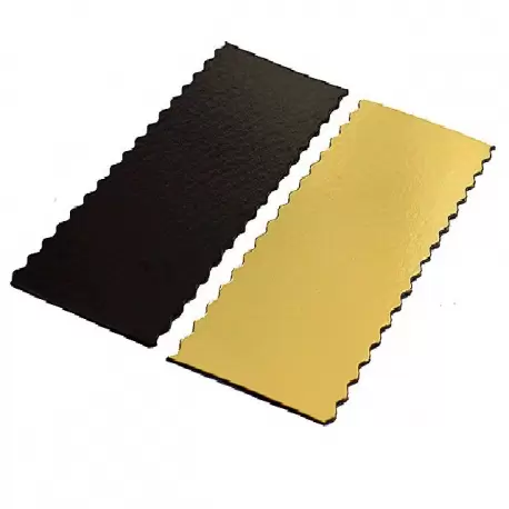 Pastry Chef's Boutique 15835 Wavy Base for log Gold - 49.5 x 10 cm - 20'' - 50pcs Cake Boards