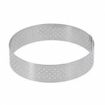 De Buyer 3099.03 De Buyer Stainless Steel Perforated Tart Ring - 3/4'' High Round Ø 3'' Finger & Individual Tart Rings