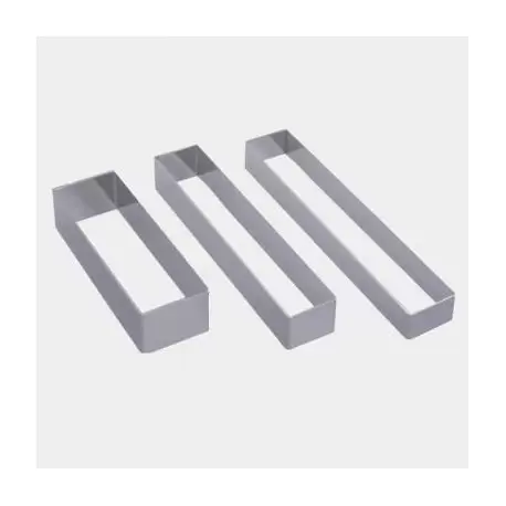 De Buyer 3943.10 De Buyer Stainless Steel Rectangular Ring Shape - 10cm x 2.5cm x3cm Individual Cake Rings