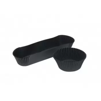 Pastry Chef's Boutique M21175 Oval Black Éclair Paper Holder Cup - 105 x 40 x 25 mm - Pack of 1000 pcs Mono Cake Boards