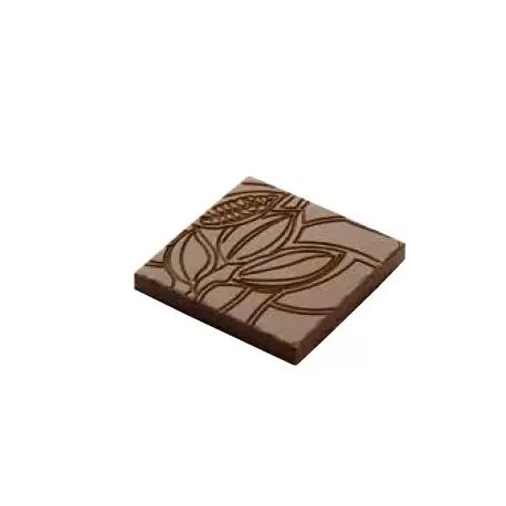 Chocolat Form CF0207 Polycarbonate Napolitain Cocoa Bean Chocolate Mold - 34x34x4 mm - 3x6 pc - 5 gr - 135x275x24mm Bars & Na...