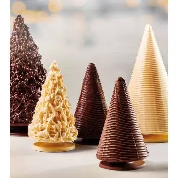 Martellato 20CO01 Thermoformed Plastic Cones for Christmas Trees or Pieces - Ø83 h 140mm - 4 pcs Thermoformed Chocolate Molds