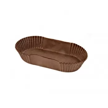 Pastry Chef's Boutique M21269 Oval Brown Éclair Paper Holder Cup - 105 x 40 x 25 mm - Pack of 1000pcs Mono Cake Boards