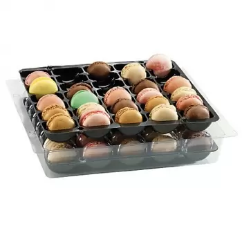 15169 Plastic Macarons Storage Box - Holds 35 Macarons - 250 x 220 x 50 mm - Pack of 25 Pastries, Macarons and Cookies Storage