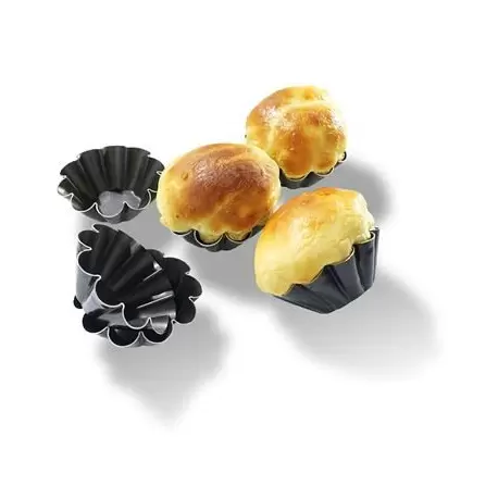 Matfer Bourgeat 334025 Matfer Bourgeat Exal® Aluminum Non-Stick Brioche Mold - 10 Flutes - Ø 3 1/8", H 1.25" - Pack of 6 Othe...