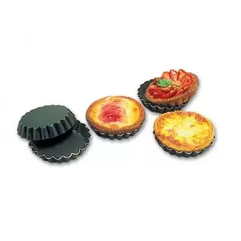 Matfer Bourgeat Exal® Aluminum Non-Stick Fluted Quiche Mold - Ø 2 1/3", H 3/8" - Pack of 25