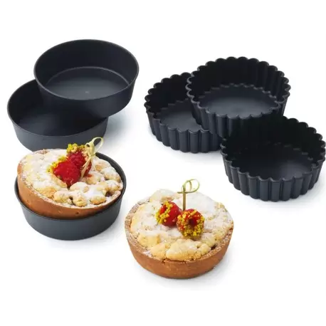 Matfer Bourgeat Exoglass® Individual Deep Plain Tartlet Mold - Ø 4" x 1 1/4''- Pack of 12