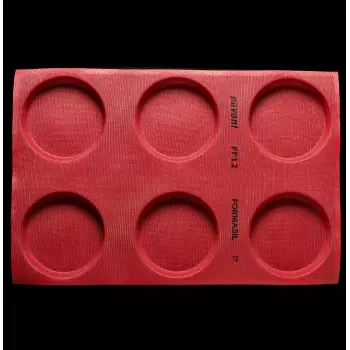 Pavoni FF12 Pavoni Microperforated Silicone Large Deep Round Mold for Bread and Viennoiseries - 600 mm x 400 mm - 6 Indents -...