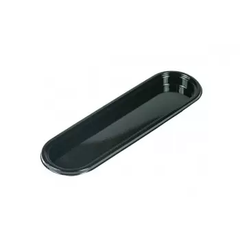 Black Plastic Eclair Individual Oval Tray - 14 x 3.5 cm - Pack of 100 pcs