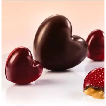 Martellato MA1996 Polycarbonate Big Heart Chocolate Mold - 6 pcs - 45gr - 75x70x22 mm Valentine's Molds