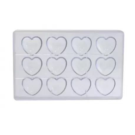 Martellato MA1995 Polycarbonate Small Heart Snack Chocolate Mold - 12pcs - 28gr - 45x42x16 mm Valentine's Molds