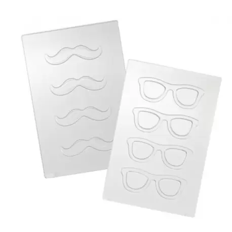 Martellato 20OB01 Thermoformed Mr Chocolate Glasses and Mustache Chocolate Mold - 2pcs Object Mold