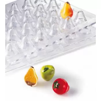 Martellato 20FRUIT02 Polycarbonate 3D Fruits Chocolate Molds - Pears - 28 pcs - Ø26 h36 mm - 12gr Themed Molds