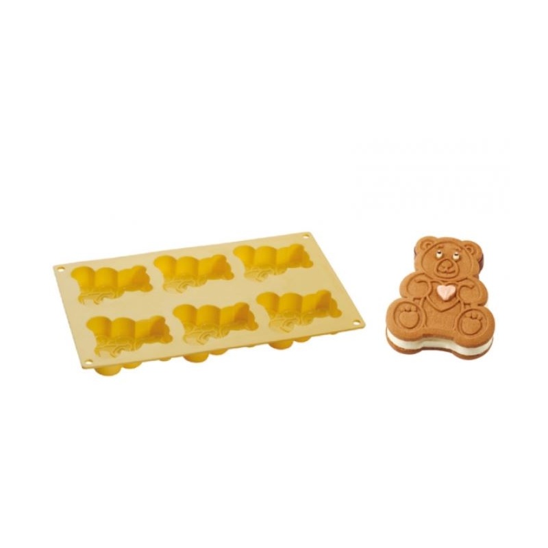 Teddy Bear Cookie Embeds 7 Cavity Silicone Mold 5217