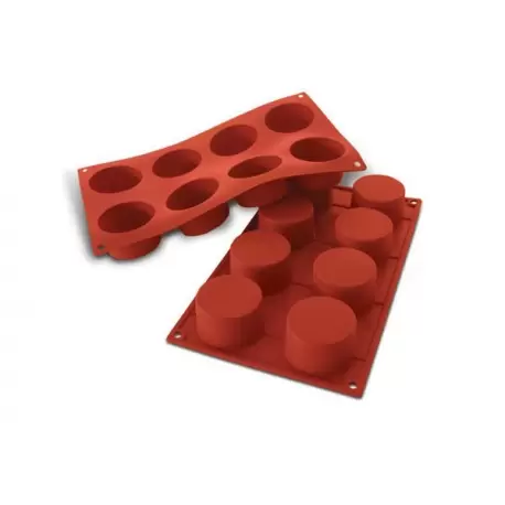 Silikomart SF977 Silikomart Cylinders Silicone Molds - Ø63 mm x 40 mm - 123 ml - 8 Cavity Non-Stick Silicone Molds