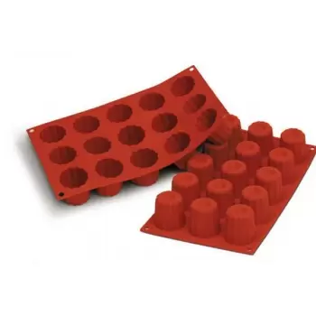 Silikomart SF059 Silikomart Silicone Mold - Midi Canneles Bordelais - Ø45mm - 180mm x 335mm x 45mm H - 15 Cavity - 60mL Non-S...