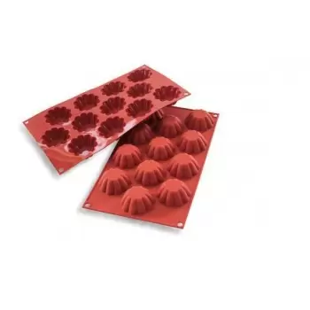 Silikomart SF109 Silikomart Silicone Molds - Mini Brioches - Ø58mm - 380mm x 30mm x 22mm H - 12 Cavity - 33mL Non-Stick Silic...