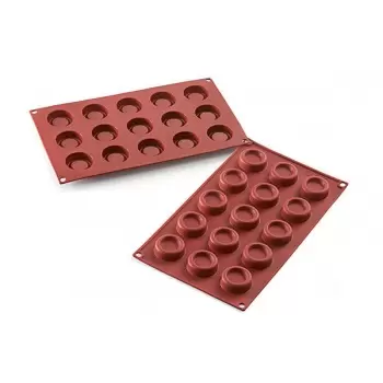 Silikomart SF178 Silikomart Silicone Molds - Mini Rounds Indented - Ø40mm - 200mm x 15mm x 13mm H - 15 Cavity - 12 mL Non-Sti...