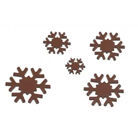 Chocolate World CW1770 Polycarbonate Snowstar / Snowflake Chocolate Mold - 5 Different Sizes - 1x5 Cavity - 275x135x24mm Holi...