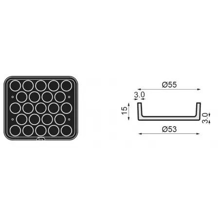 PAVONI Cookmatic Small Straight Edges Tart Shell Plates Ø55 x 15 mm - 23 Cavity