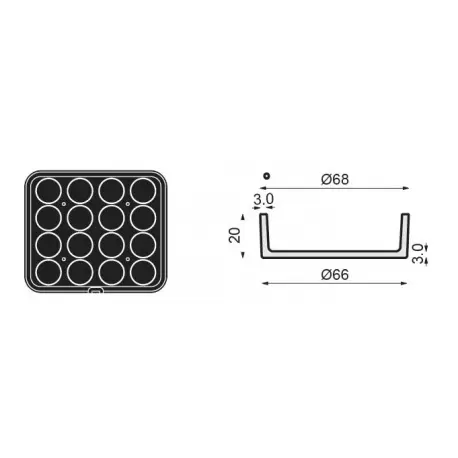 PAVONI Cookmatic Small Straight Edges Tart Shell Plates Ø68 x 20 mm - 16 Cavity