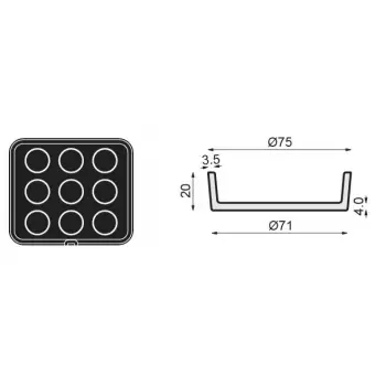 PAVONI Cookmatic Small Straight Edges Tart Shell Plates Ø75x 20 mm - 9 Cavity