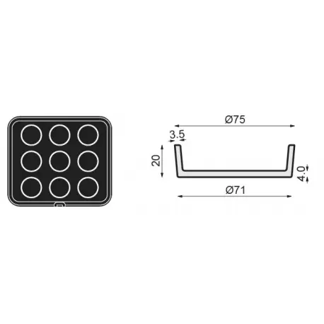 PAVONI Cookmatic Small Straight Edges Tart Shell Plates Ø75x 20 mm - 9 Cavity