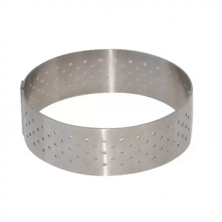 De Buyer 3099.01 De Buyer Stainless Steel Perforated Tart Ring - 3/4'' High Round Ø 2'' Finger & Individual Tart Rings