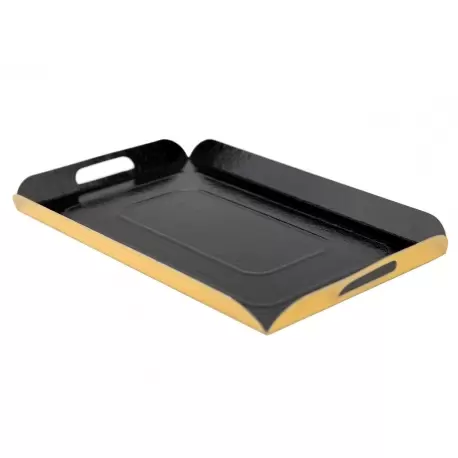 Pastry Chef's Boutique 15984 Black and Gold Folded Tray - Cardboard - 42cm x 28cm - Pack of 25 Plates and Trays