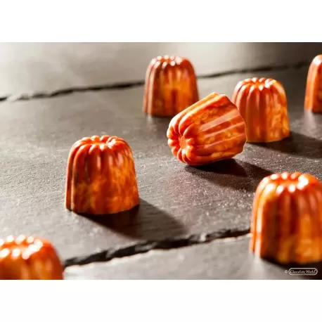 Polycarbonate Mini Canneles Chocolate Mold- 24.5 x 23.5 x 21.5 mm - 9gr - 3x7 Cavity - 275x135x24mm