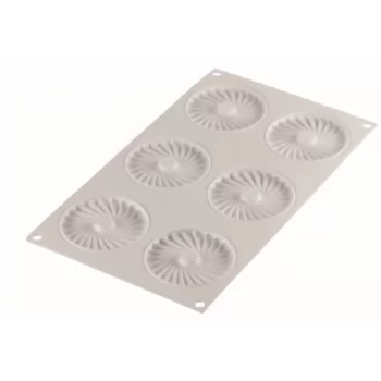 Silikomart Professional PLISSÉ 23 by Jérôme de Oliveira Pleated Round Silicone Mold- 75 x 7.7mm 23ml - 6 imprints