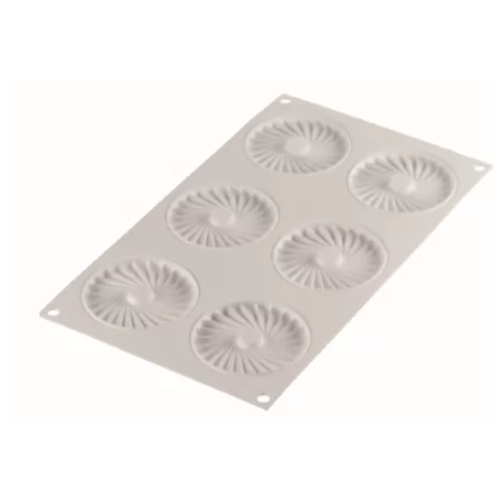 Silikomart Professional PLISSÉ 23 by Jérôme de Oliveira Pleated Round Silicone Mold- 75 x 7.7mm 23ml - 6 imprints